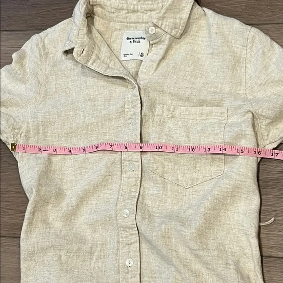 Abercrombie & Fitch Linen Blend Cream Long Sleeve Shirt Dress (Belt Missing) XS - Picture 4 of 12